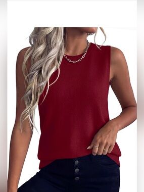 XIEERDUO Sweater Vest Women Crewneck Ribbed Knit Tank Tops Sleeveless Summer Top